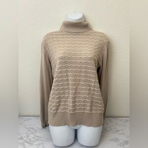 Karson & Taylor Womens Mock Neck Tight Knitted Pullover Sweater Sz L Beige​